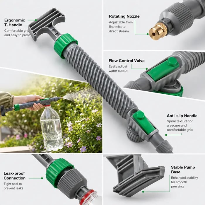 Lot de 2 buses de pulvérisation réutilisables pour bouteille – Accessoire d'arrosage et de nettoyage des plantes