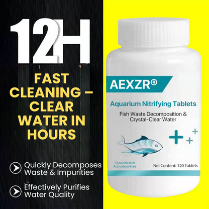 Comprimés nitrifiants AEXZR® pour aquarium – Décomposition des déchets des poissons et eau cristalline
