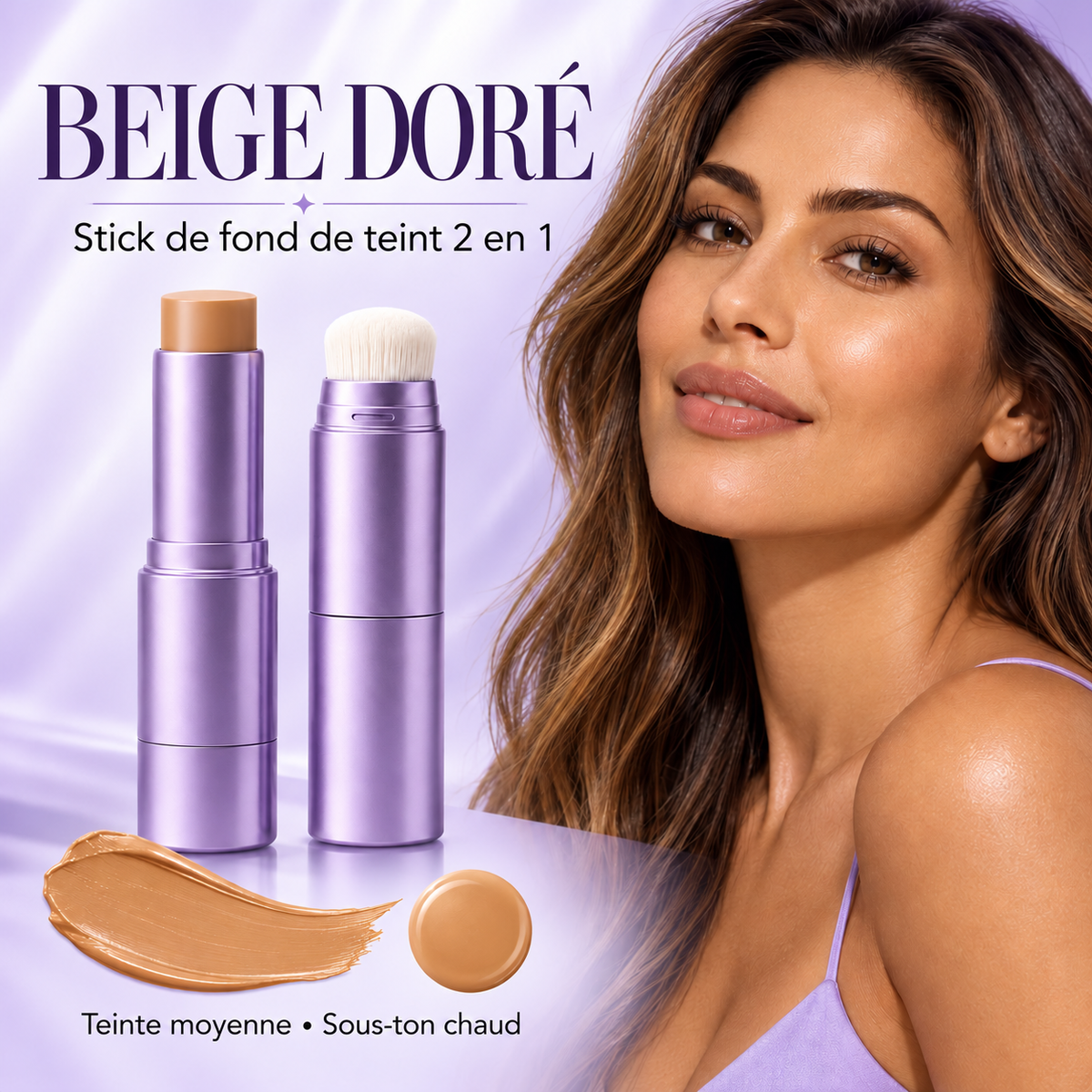 ✨ -50 % 🎨 Stick de fond de teint 2 en 1 à teinte auto-adaptative — S’adapte à votre carnation, avec pinceau intégré 💄