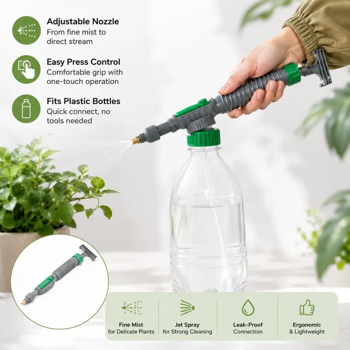 Lot de 2 buses de pulvérisation réutilisables pour bouteille – Accessoire d'arrosage et de nettoyage des plantes