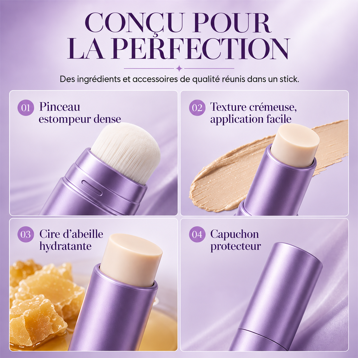 ✨ -50 % 🎨 Stick de fond de teint 2 en 1 à teinte auto-adaptative — S’adapte à votre carnation, avec pinceau intégré 💄