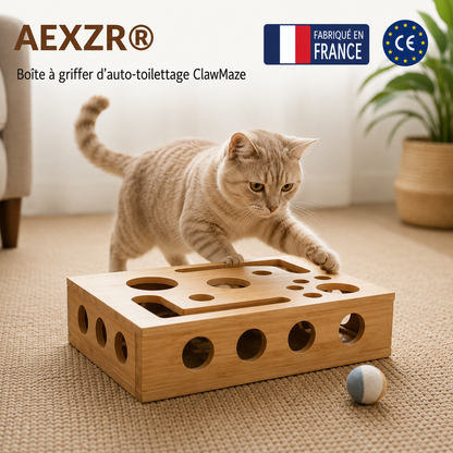 🐾 Fini la Bataille des Griffes | AEXZR® Boîte à Griffer d'auto-Toilettage ClawMaze