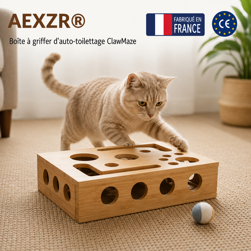 🐾 Fini la Bataille des Griffes | AEXZR® Boîte à Griffer d'auto-Toilettage ClawMaze