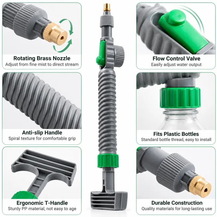 Lot de 2 buses de pulvérisation réutilisables pour bouteille – Accessoire d'arrosage et de nettoyage des plantes