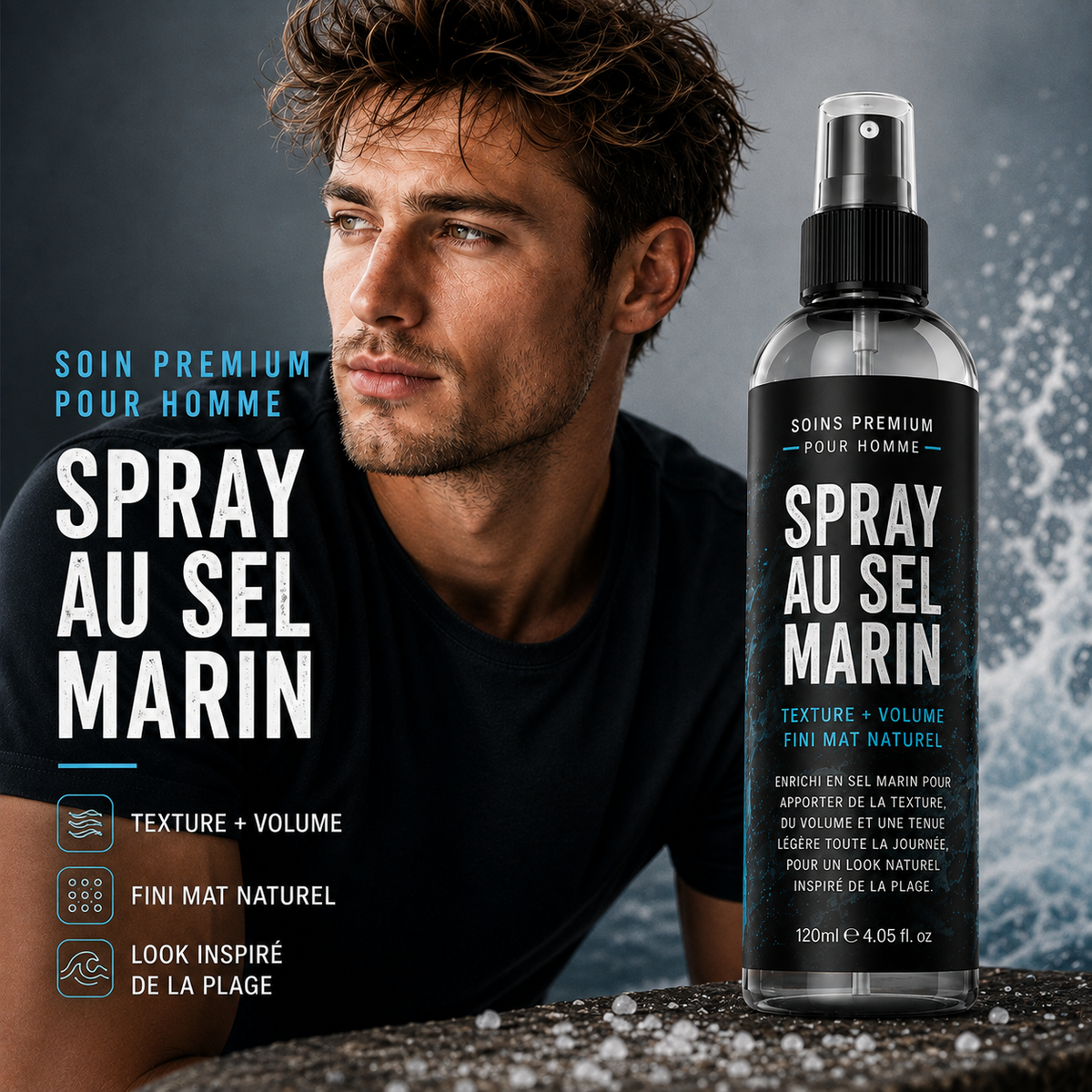 RZXEA™ Spray au Sel Marin pour Homme – Volume & Texture