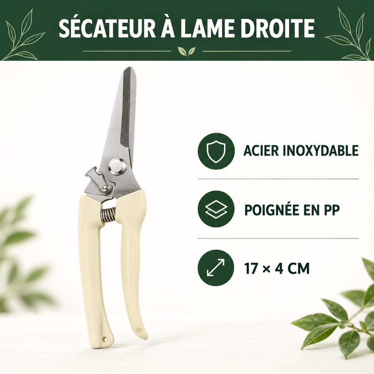 Sécateurs à lames droites