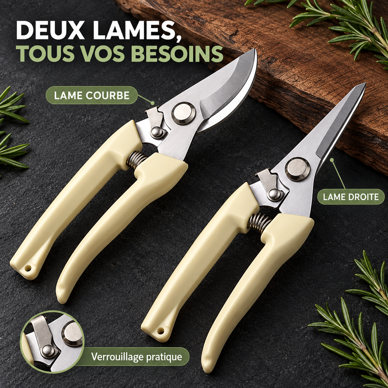 Lot (1 modèle à lames courbes + 1 modèle à lames droites)