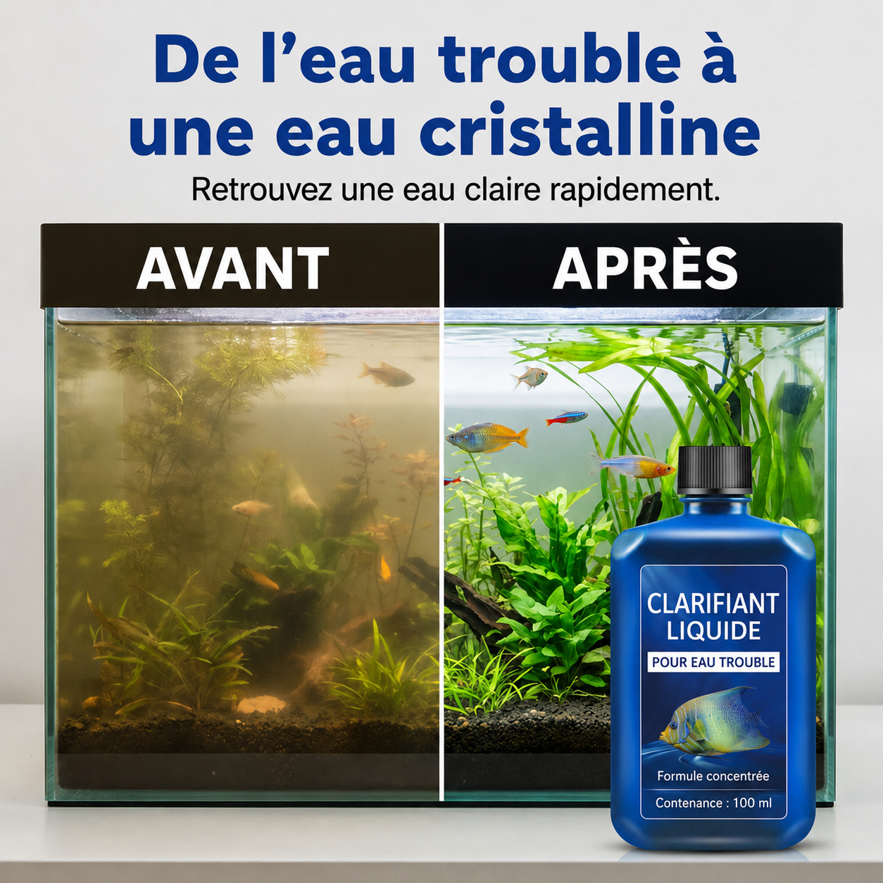 AEXZR® Clarificateur d’eau pour aquarium à action rapide – Pour une eau claire et limpide