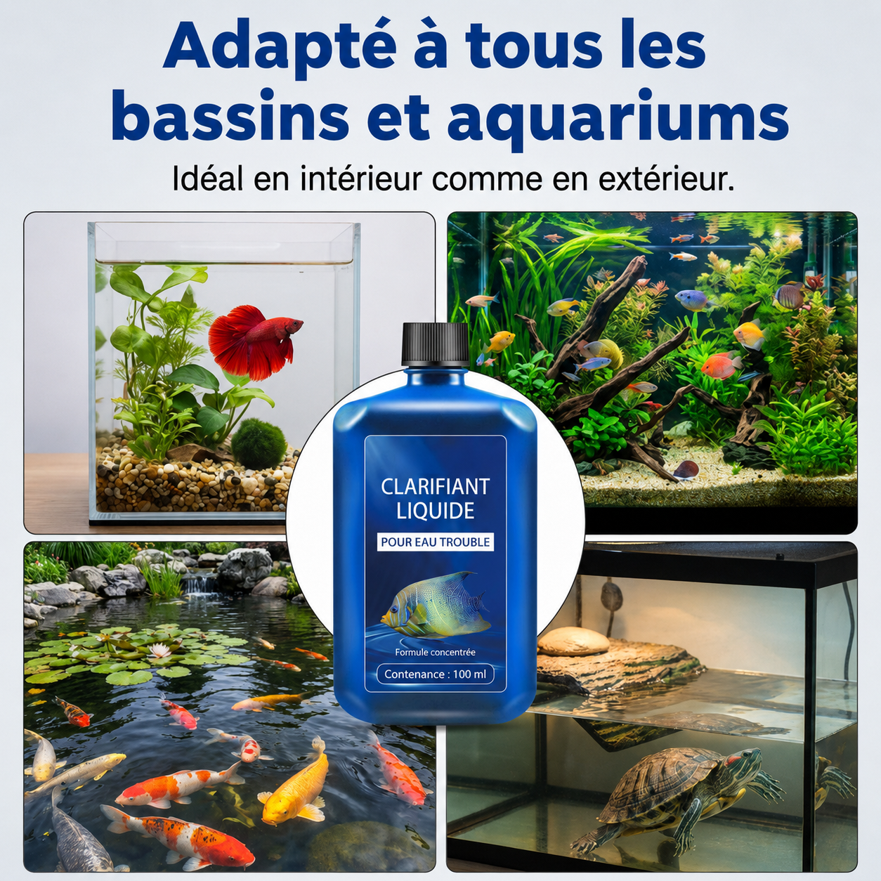 AEXZR® Clarificateur d’eau pour aquarium à action rapide – Pour une eau claire et limpide