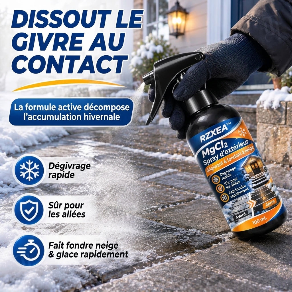 RZXEA™ MgCl₂ : spray de dégivrage et de fonte de neige pour l'extérieur