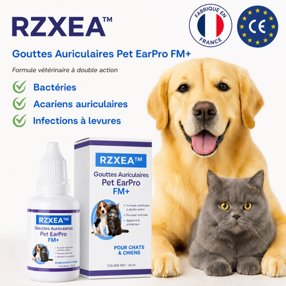 🐾 Fini les Grattages Incessants et les Mauvaises Odeurs | RZXEA™ Pet EarPro Gouttes FM+