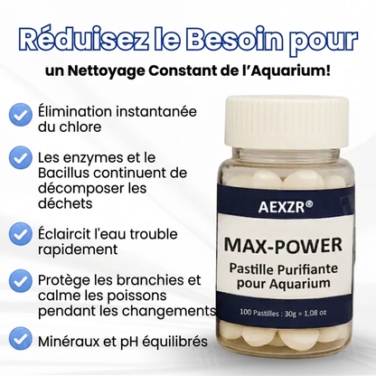 🌊 Eau Cristalline & Poissons Sains en 72h |  AEXZR® Max-Power Pastille Purifiante pour Aquarium