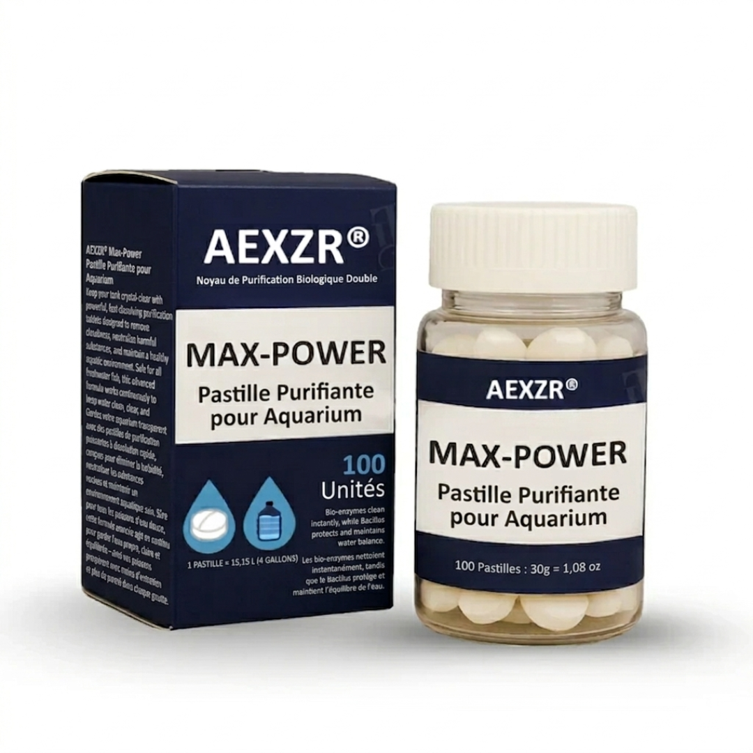 🌊 Eau Cristalline & Poissons Sains en 72h |  AEXZR® Max-Power Pastille Purifiante pour Aquarium
