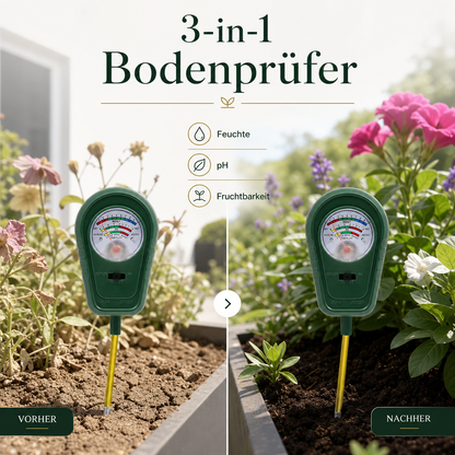 Analyseur de sol 3-en-1 pour jardin, pelouse et plantes en pot