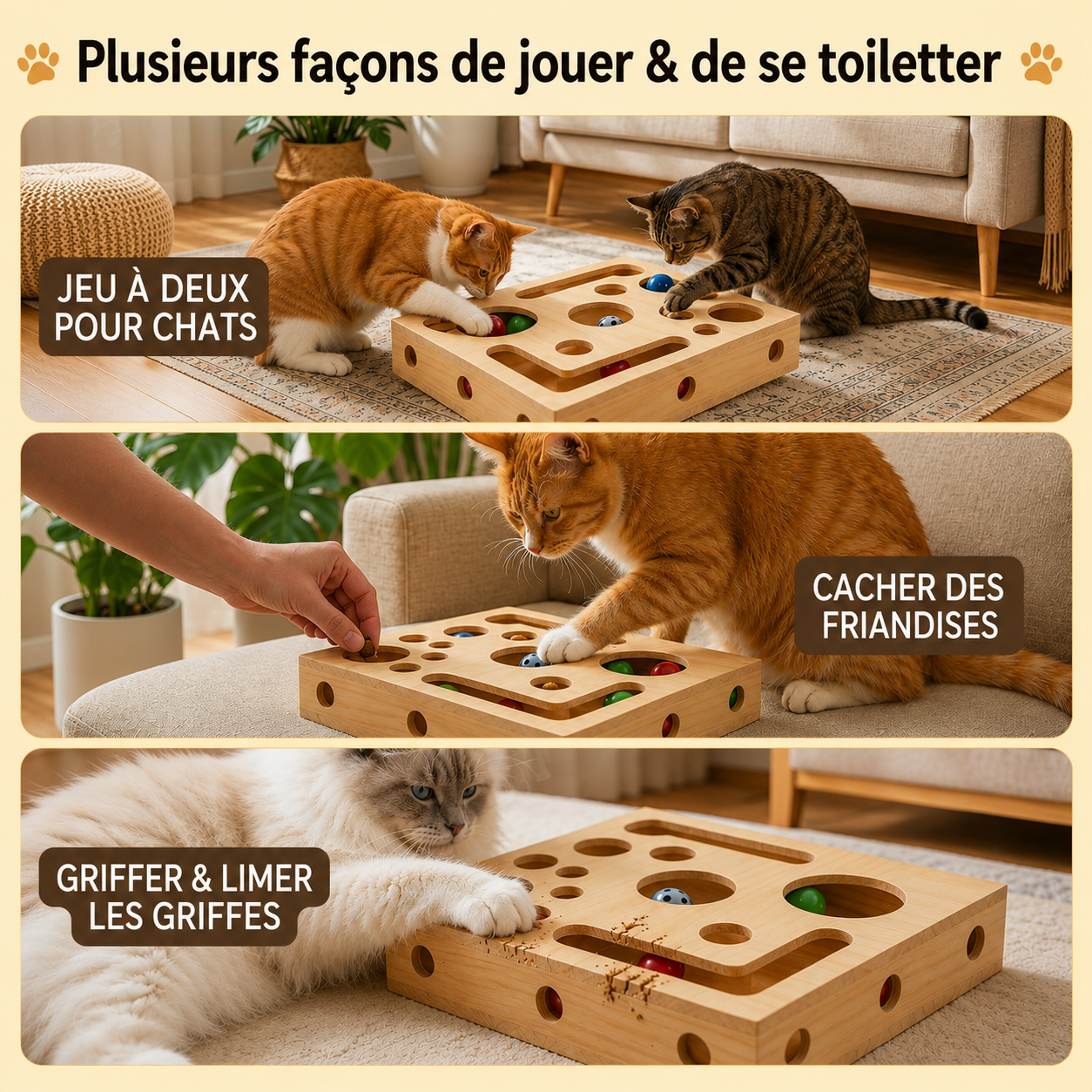 🐾 Fini la Bataille des Griffes | AEXZR® Boîte à Griffer d'auto-Toilettage ClawMaze