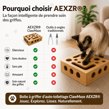 🐾 Fini la Bataille des Griffes | AEXZR® Boîte à Griffer d'auto-Toilettage ClawMaze