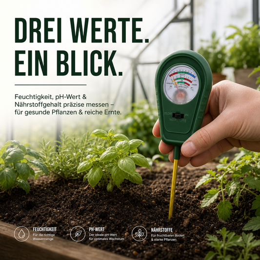 Analyseur de sol 3-en-1 pour jardin, pelouse et plantes en pot