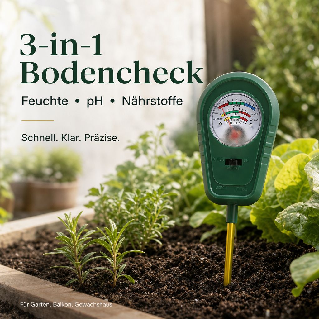 Analyseur de sol 3-en-1 pour jardin, pelouse et plantes en pot