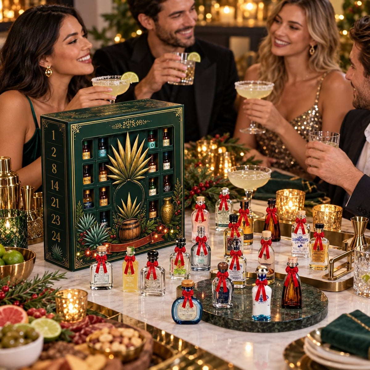 Coffret et miniatures décoratives exposés lors d’une soirée entre amis
