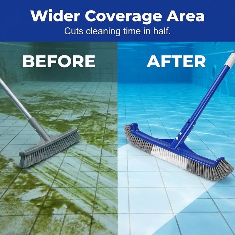 Tête de brosse large pour piscine avec extrémités incurvées