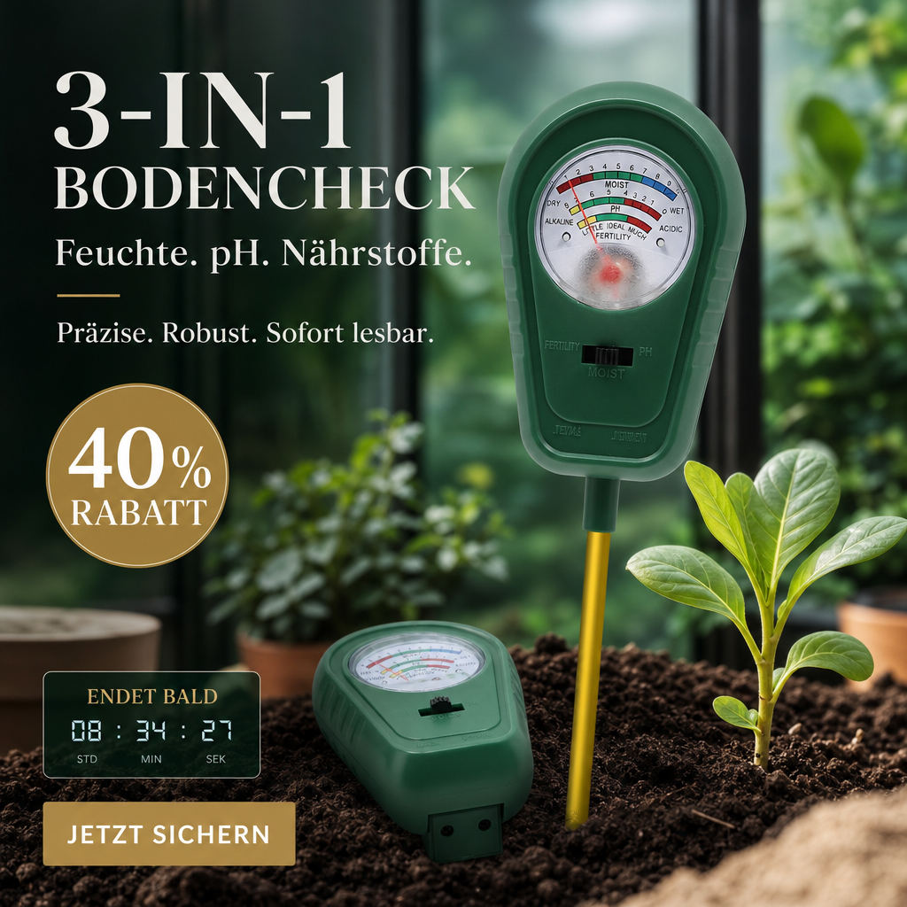Analyseur de sol 3-en-1 pour jardin, pelouse et plantes en pot