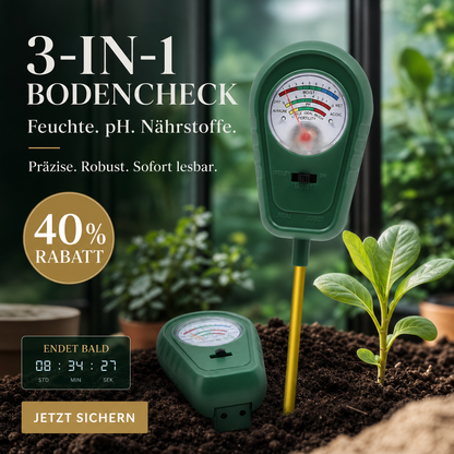 Analyseur de sol 3-en-1 pour jardin, pelouse et plantes en pot